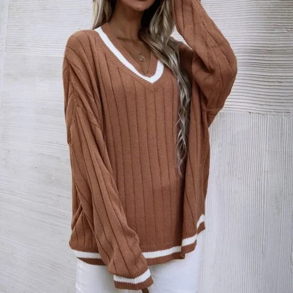 CHIC DOLLZ Contrast Trim Drop Shoulder Swe… - Picture 5 of 6